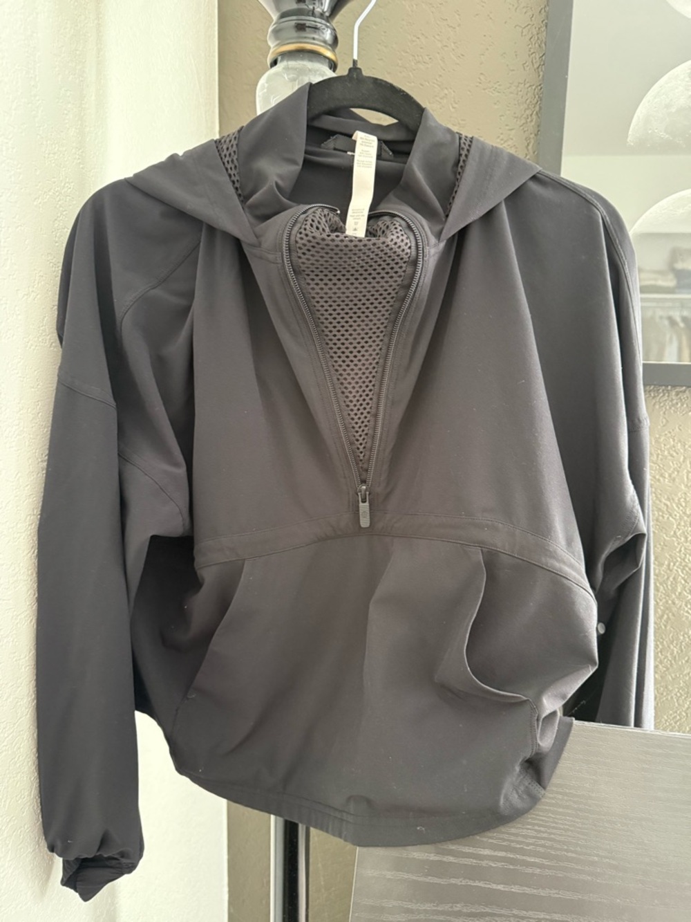 Black Half-Zip Hooded Pullover